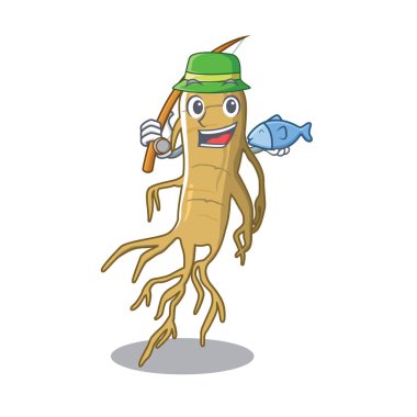 Balıkçılık ginseng maskot masanın üzerine yerleştirilir