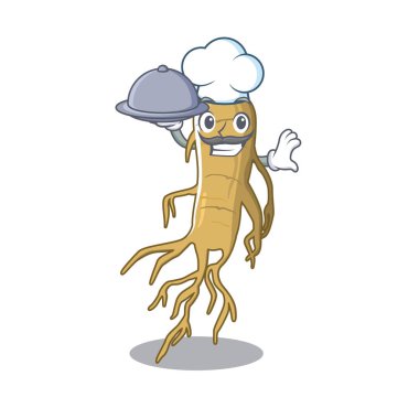 Gıda ginseng ile Şef maskot masanın üzerine yerleştirilir