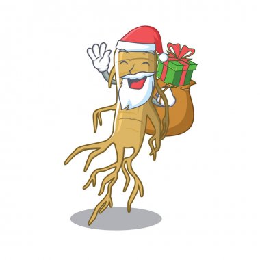 Bir karikatür şeklinde hediye ginseng ile Santa