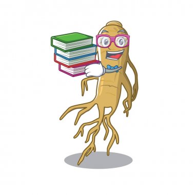 Bir karikatür şeklinde kitap ginseng ile Öğrenci