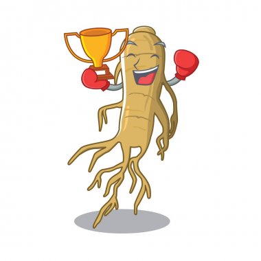 Bir karikatür şeklinde boks kazanan ginseng