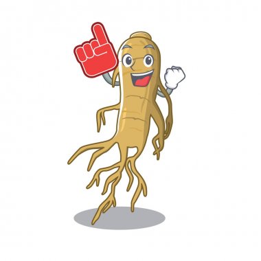 Bir karikatür şeklinde köpük parmak ginseng