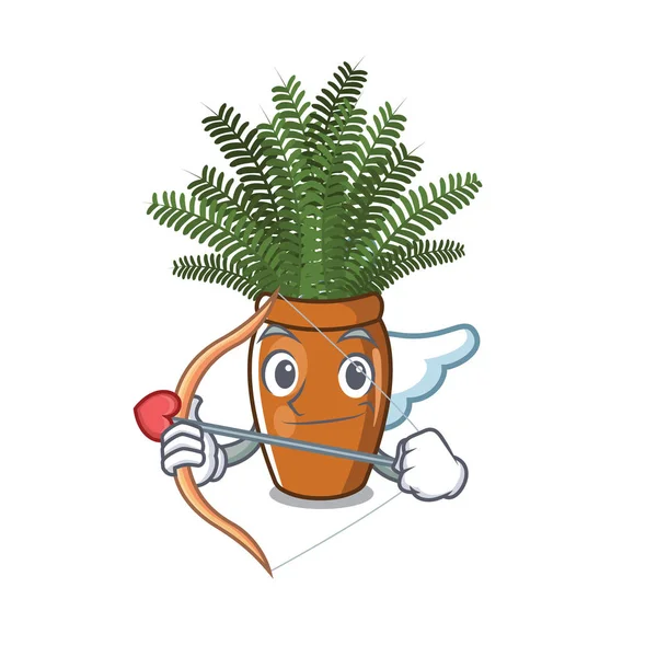 Cupid boston fern grows in mascot pot — Stock Vector