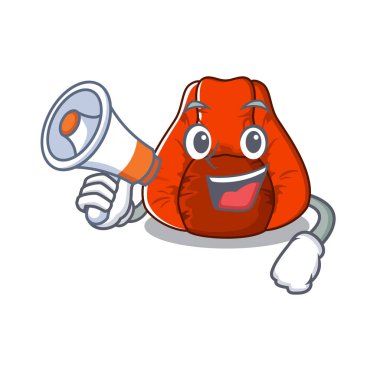 Karikatür şeklinde megafon fasulye çanta sandalye ile