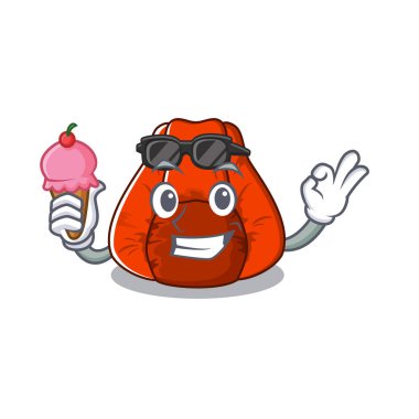 Bir karakter dondurma fasulye çanta sandalye ile