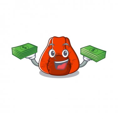 Para çantası fasulye torbası sandalye maskot ile izole ile