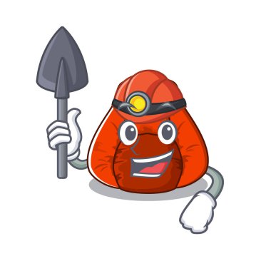 Maskot ile izole Madenci fasulye çanta sandalye