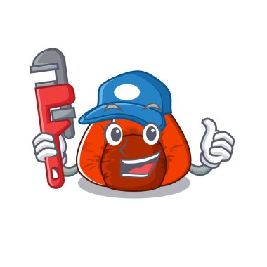 Tesisatçı fasulye çanta sandalye maskot ile izole