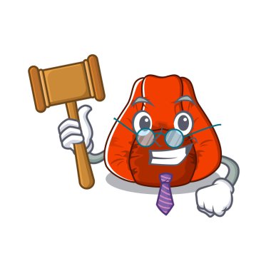 Yargıç fasulye çanta sandalye maskot ile izole