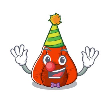 Palyaço fasulye çanta sandalye maskot ile izole