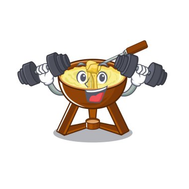 Fitness peynir fondü karakter izole