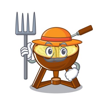 Çiftçi peynir fondü karakteri izole