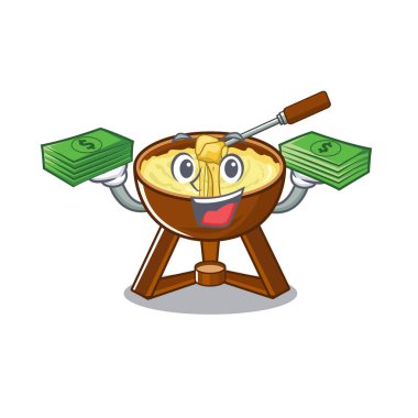 Para çantası fondü peynirkarikatür kase servis ile