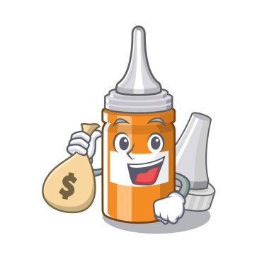 Para çantası kulak damlaları karikatür izole ile