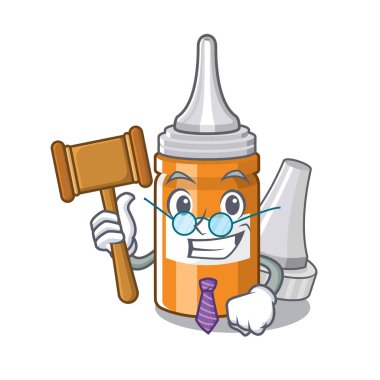 Yargıç kulak ahşap masa karakteri üzerinde düşer