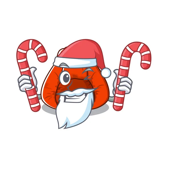 Santa avec chaise sac de bonbons haricot isolé avec mascotte — Image vectorielle