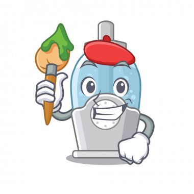 Sanatçı nemlendirici maskot ile izole