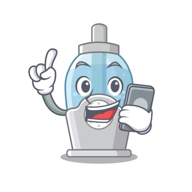 Maskot ile izole telefon nemlendirici ile