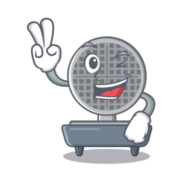 Karikatür izole iki parmak waffle demir