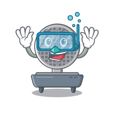 Karikatür izole Dalış waffle demir