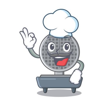 Şef waffle demir karikatür izole