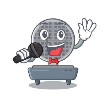 Karikatür mutfak dolabında singing waffle demir