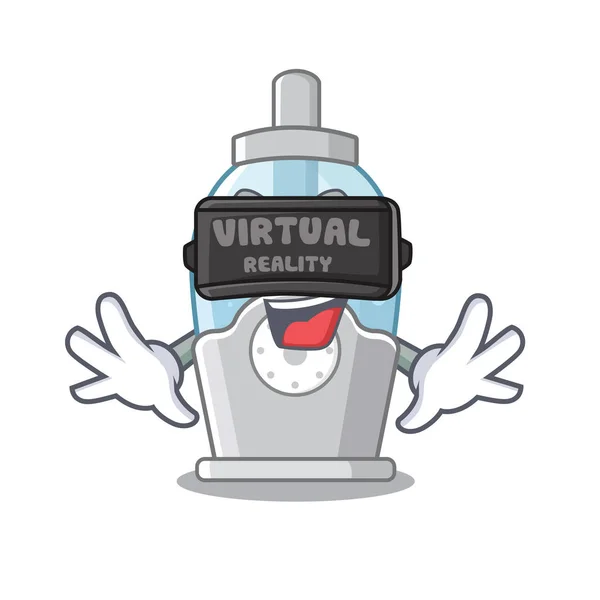 Humidificador de realidad virtual se aferra a la pared del personaje — Vector de stock