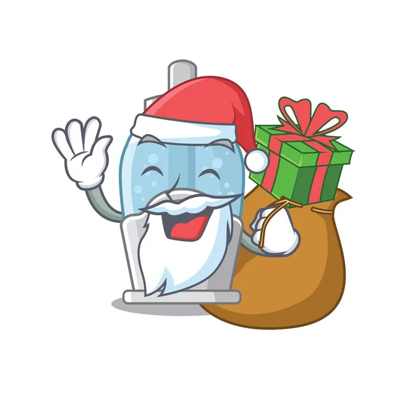 Père Noël avec humidificateur cadeau avec dans la forme de dessin animé — Image vectorielle