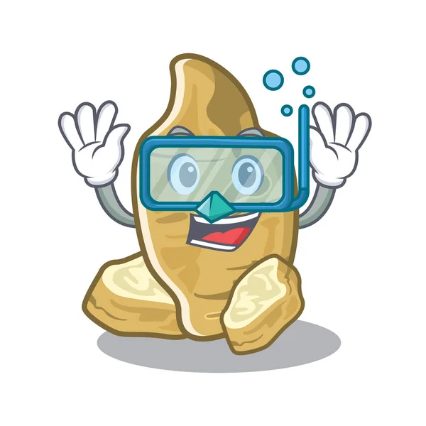 Diving jerusalem artichoke in the mascot shape - Stok Vektor