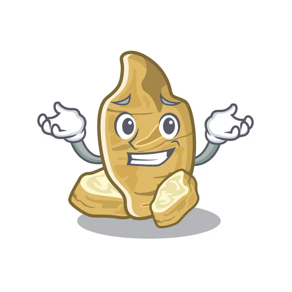 Grinning jerusalem artichoke in the mascot shape - Stok Vektor