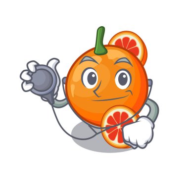 Maskot meyve sepetinde Doktor kan portakal