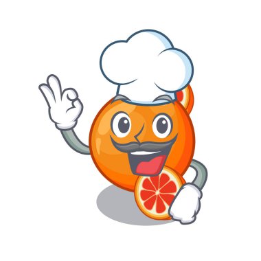 Karikatür kase Chef turuncu kan dilimleri