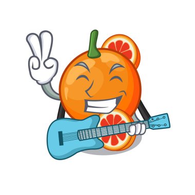 Karikatür şeklinde gitar turuncu kan ile