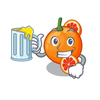 Karikatür şeklinde meyve suyu portakal kanı ile