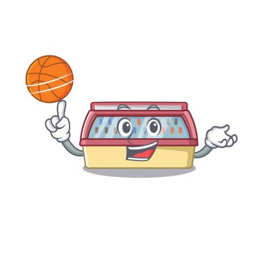 Basketbol dondurma dondurucu ile maskot izole