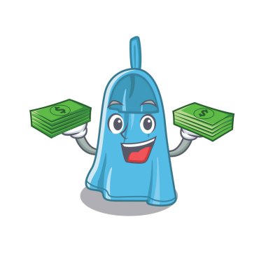 Maskot duvarında asılı para çantası el havlusu ile