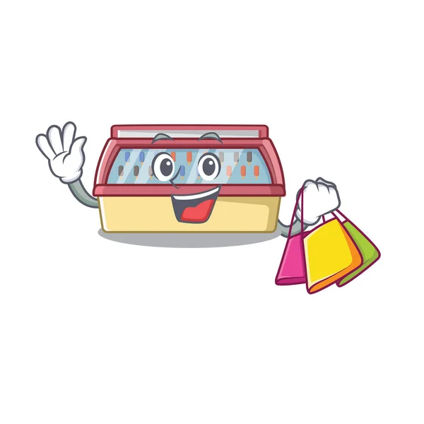 Shopping Ice Cream vriezer in een cartoon — Stockvector