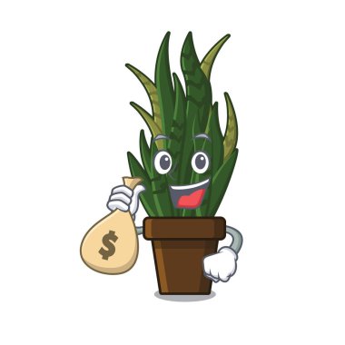 Para çantası yılan bitki maskotu ile izole ile