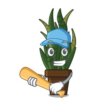 Maskot ile izole beyzbol yılan bitki oynamak