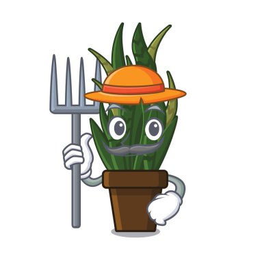 Çiftçi yılan bitki maskotu ile izole