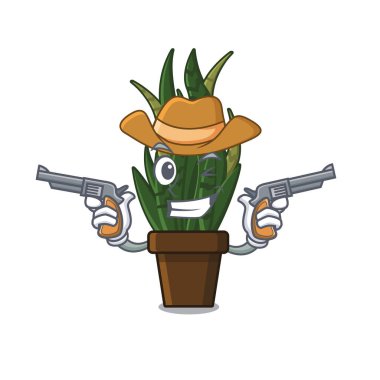 Kovboy yılan bitki maskotu ile izole