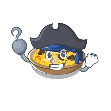 Korsan İspanyol paella maskot plaka üzerinde hizmet