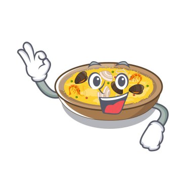 Tamam İspanyol paella karikatür tavada pişmiş