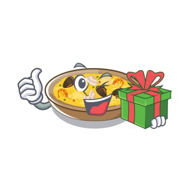 Karikatür şeklinde hediye İspanyol paella yemekleri ile