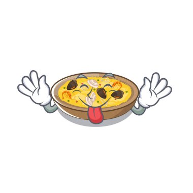 Dil dışarı İspanyolca paella karakter izole