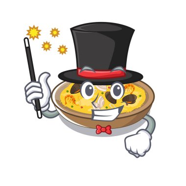 Sihirbaz İspanyol paella karakter izole