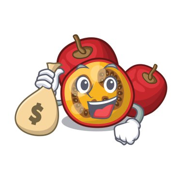 Karikatür şeklinde para çantası meyve tamarillo dilimleri ile