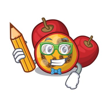 Öğrenci tamarillo karikatür ile izole