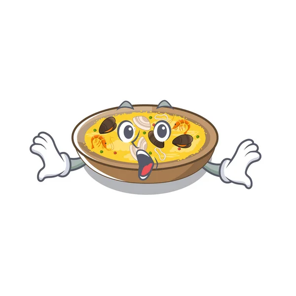 Surpris plats espagnols de paella en forme de dessin animé — Image vectorielle