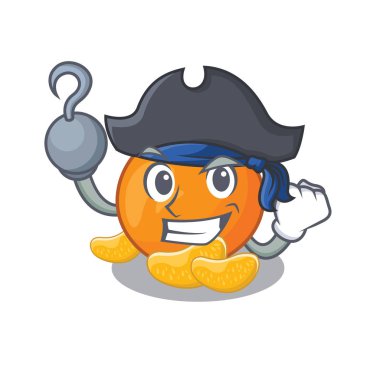 Karakter plaka üzerinde Korsan mandalina meyve dilimleri